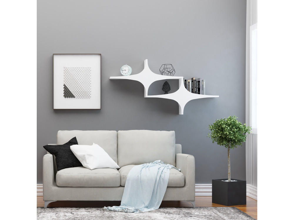 Prateleira de parede em madeira "Susen" - 135 x 20 x 69 cm - Branco