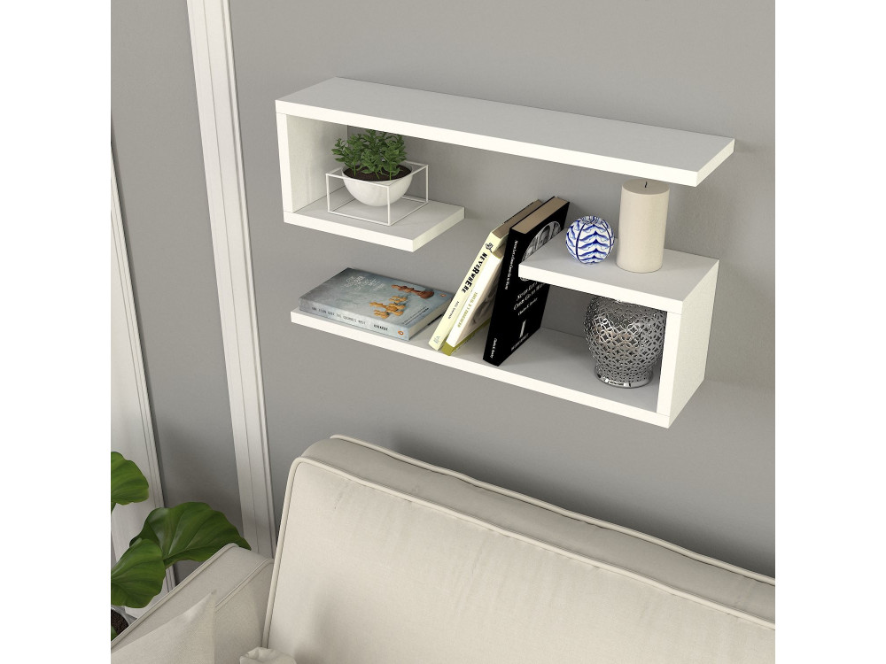 Prateleira de parede em madeira "Jenika" - 60 x 14 x 18 cm - Branco