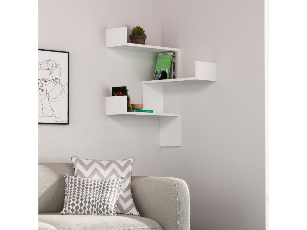 Prateleira de parede em madeira "Luksa" - 60 x 60 x 90 cm - Branco