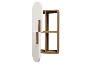 Prateleira de parede em madeira "Rose" - 35 x 22 x 60 cm - NogueiraBranco