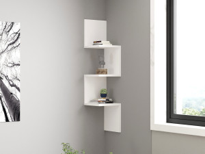 Prateleira de parede em madeira "Zikzak" - 25 x 25 x 105 cm - Branco 2