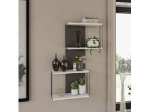 Estante de parede em madeira "Destan" - 65 x 19 x 96 cm - Branco 2