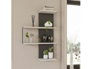 Estante de parede em madeira "Cambel" - 64 x 19 x 96 cm - Branco 2