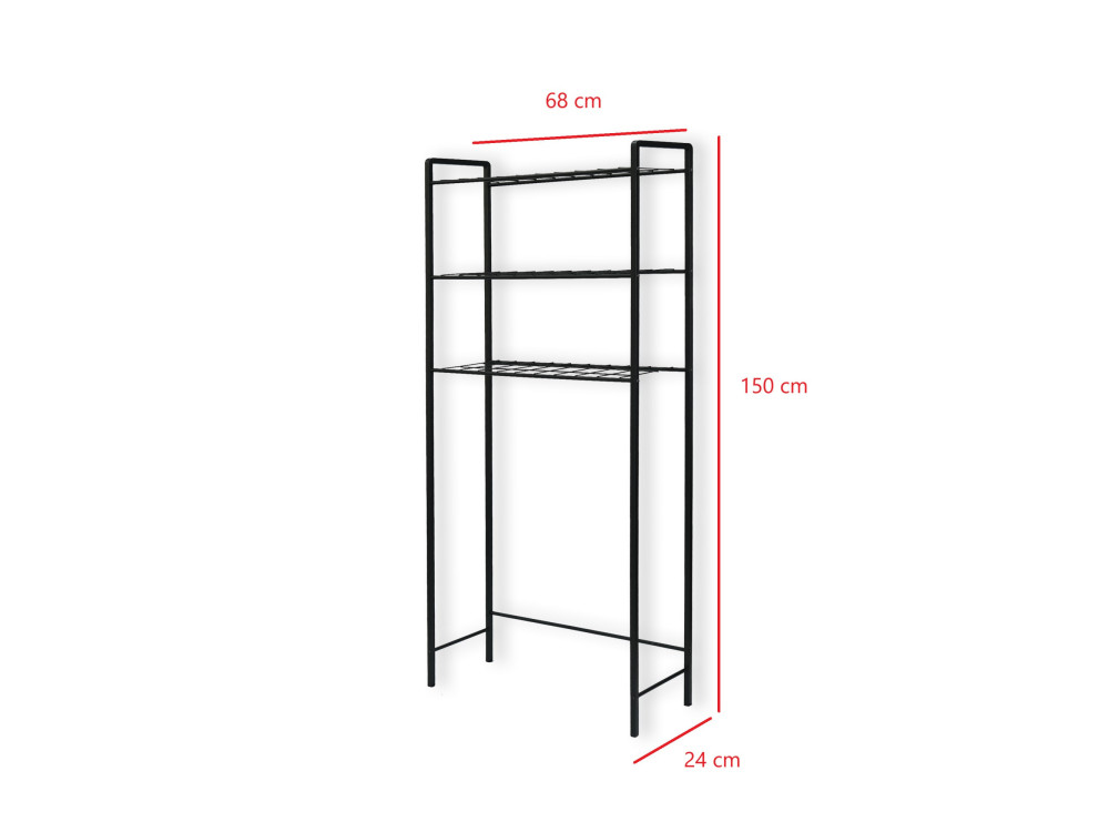 Armário metálico "Nigel" para máquina de lavar roupa - 68 x 24 x 150 cm - Preto