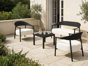 Sofá de jardim "Céora" em plástico e metal - 2 lugares - Preto 2