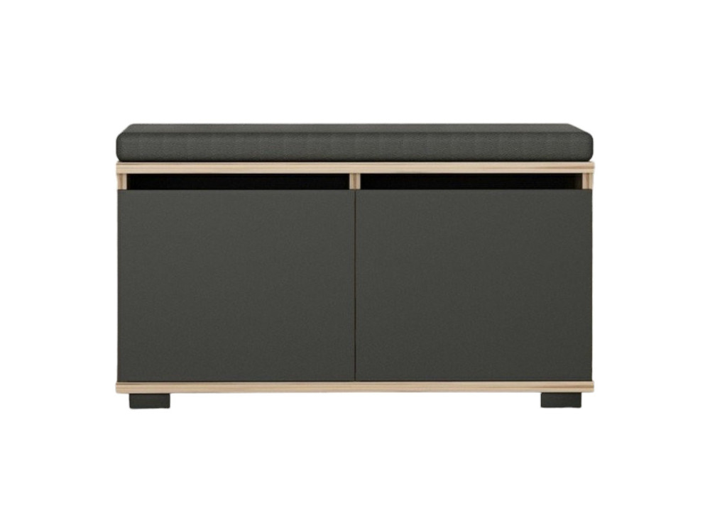 Sapateira de madeira "Drago" - 80 x 35 x 42 cm - Cinzento antracite
