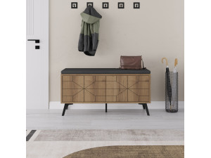 Sapateira de madeira "Dune" - 107 x 35 x 55 cm - Castanho 2