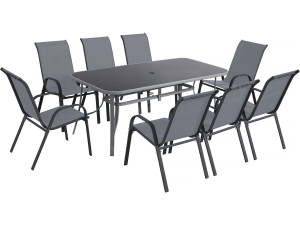 Conjunto de jantar de jardim para 8 pessoas "Cordoba XL 180" - Cinza