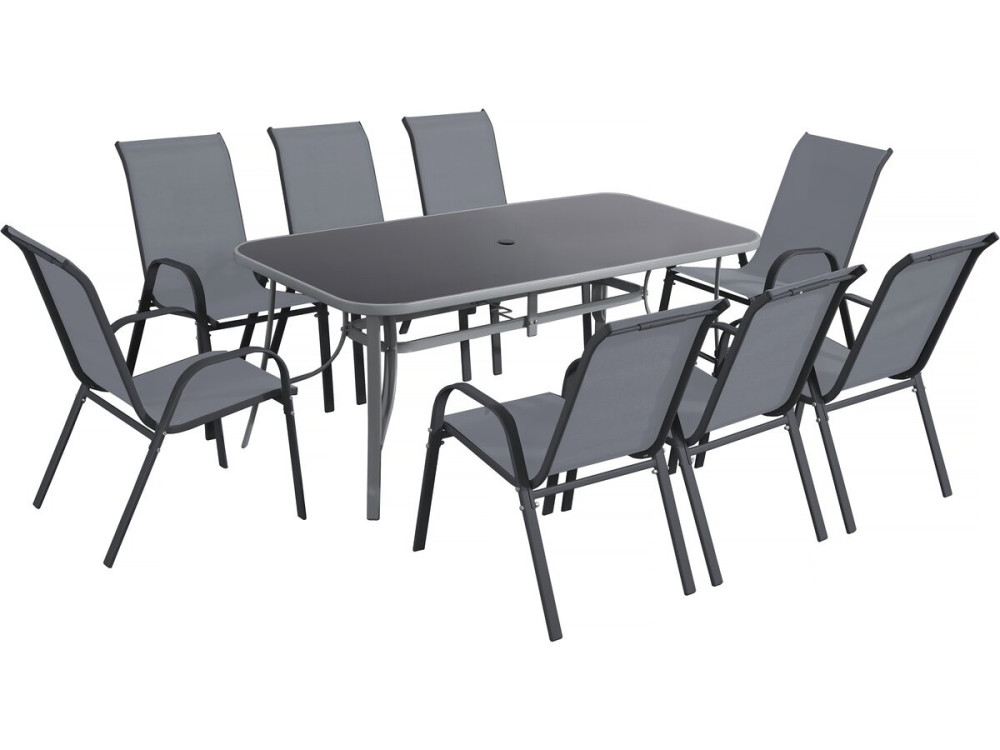 Conjunto de jantar de jardim para 8 pessoas "Cordoba XL 180" - Cinza