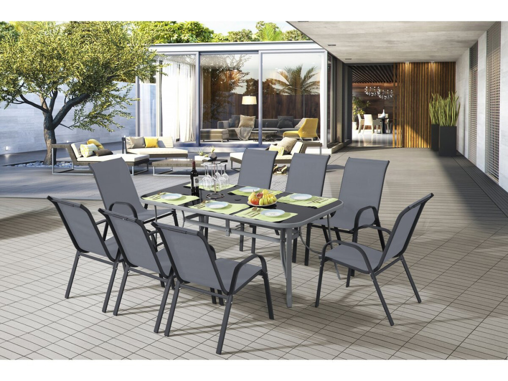 Conjunto de jantar de jardim para 8 pessoas "Cordoba XL 180" - Cinza
