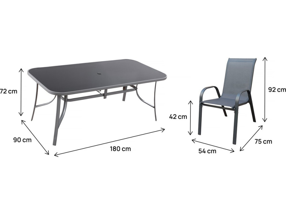 Conjunto de jantar de jardim para 8 pessoas "Cordoba XL 180" - Cinza