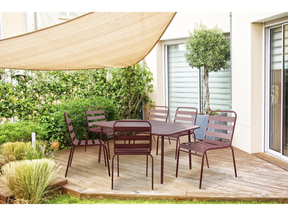 Conjunto de jantar de jardim em metal "Bilbao" - 6 lugares - Terracota