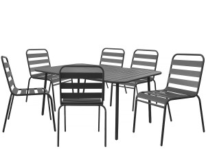 Conjunto de jantar de jardim em metal "Bilbau" - 6 lugares - Cinza