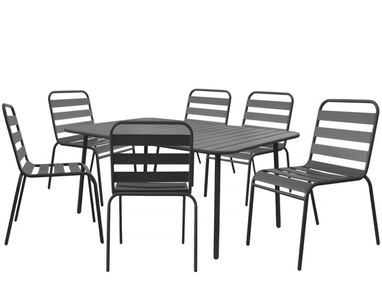 Conjunto de jantar de jardim em metal "Bilbau" - 6 lugares - Cinza