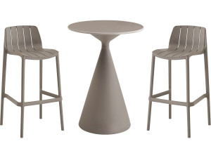 Mesa bistrô e cadeiras altas empilháveis "Vaena" - 2 lugares - Taupe