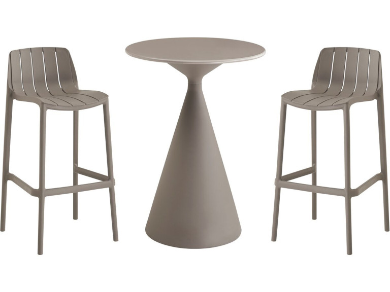 Mesa bistrô e cadeiras altas empilháveis "Vaena" - 2 lugares - Taupe