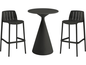Mesa e cadeiras bistrô empilháveis "Vaena" - 2 lugares - Preto
