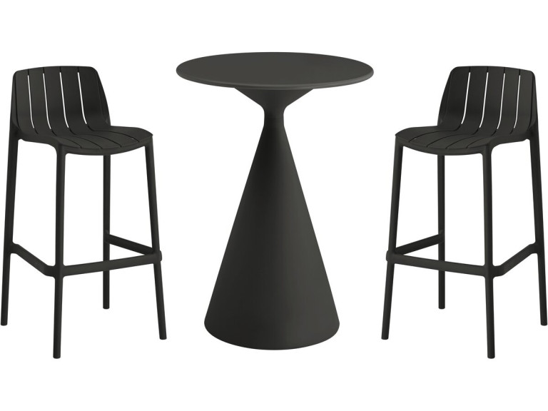 Mesa e cadeiras bistrô empilháveis "Vaena" - 2 lugares - Preto