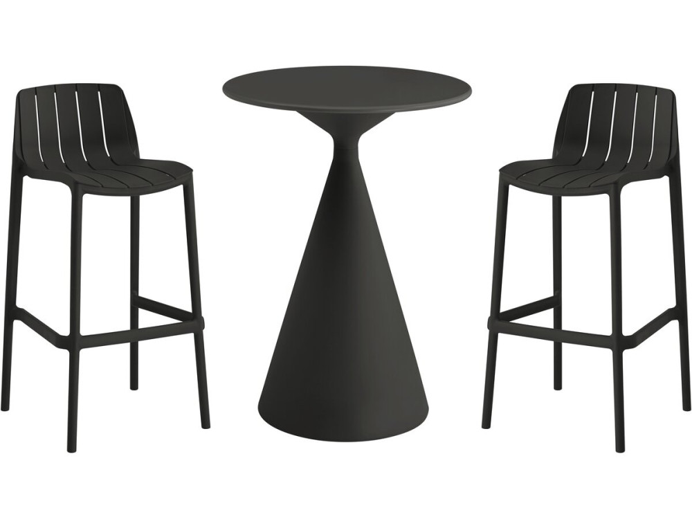 Mesa e cadeiras bistrô empilháveis "Vaena" - 2 lugares - Preto