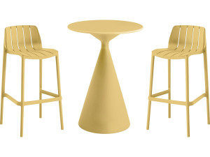 Mesa bistrô empilhável "Vaena" e cadeiras altas - 2 lugares - Amarelo