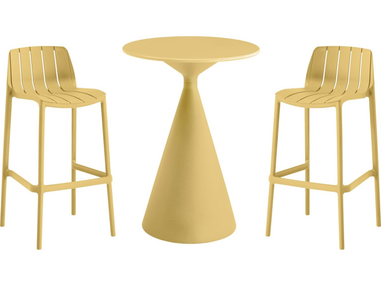 Mesa bistrô empilhável "Vaena" e cadeiras altas - 2 lugares - Amarelo