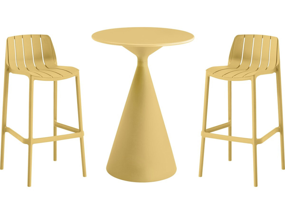 Mesa bistrô empilhável "Vaena" e cadeiras altas - 2 lugares - Amarelo
