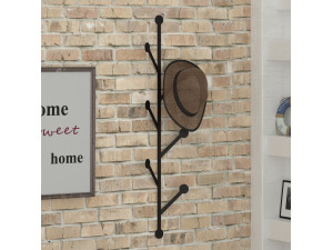 Bengaleiro de parede em metal "Ponpon" - 22 x 5 x 94 cm - Preto 2