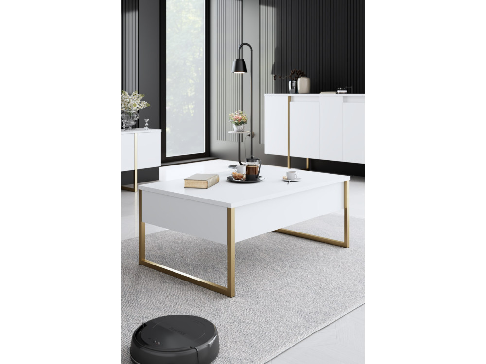 Conjunto de mobiliário para sala de estar em madeira "Luxe" - 160 x 35 x 80 cm - Branco