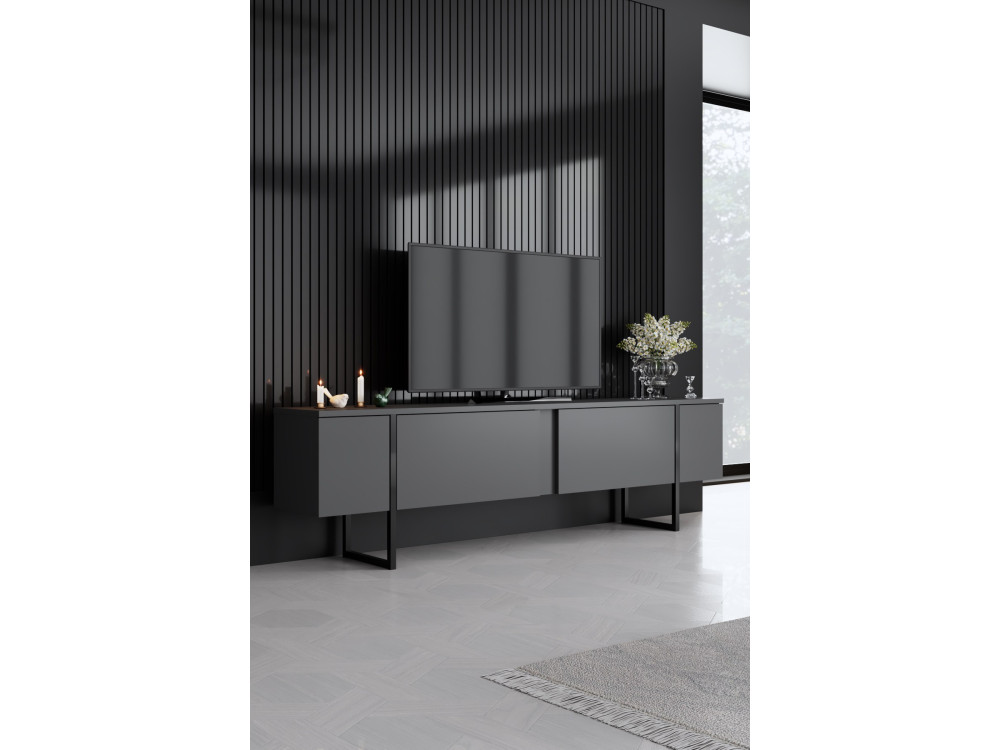 Conjunto de mobiliário para sala de estar em madeira "Luxe" - 160 x 35 x 80 cm - Preto