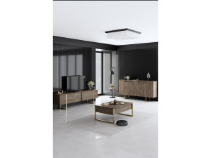 Conjunto de mobiliário para sala de estar em madeira "Luxe" - 160 x 35 x 80 cm - Castanho 2
