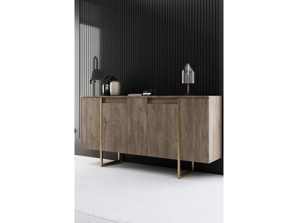 Conjunto de mobiliário para sala de estar em madeira "Luxe" - 160 x 35 x 80 cm - Castanho