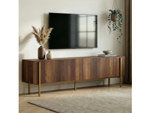 Suporte para televisor em madeira Nexus" - 180 x 30 x 45 cm - Nogueira barroca dourada 2