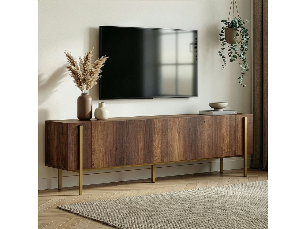 Suporte para televisor em madeira Nexus" - 180 x 30 x 45 cm - Nogueira barroca dourada