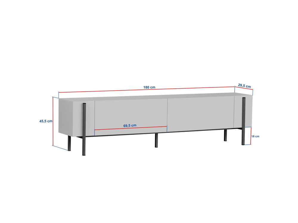 Suporte de TV em madeira Nexus" - 180 x 30 x 45 cm - Travertino / Dourado