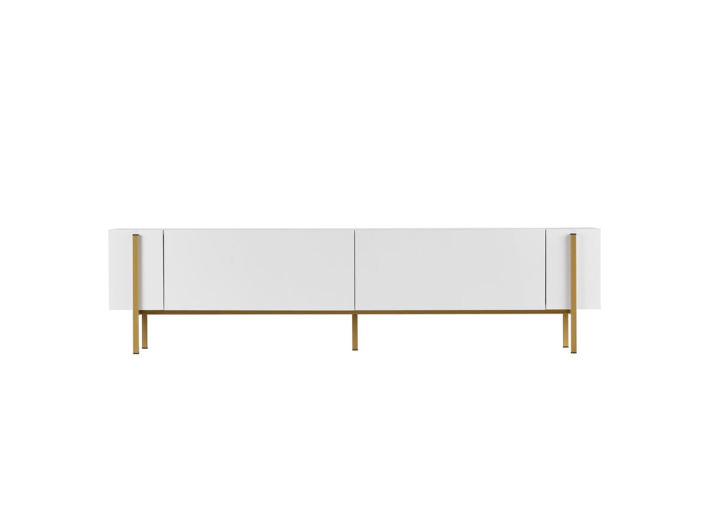 Suporte para televisor em madeira Nexus" - 180 x 30 x 45 cm - Branco / Dourado