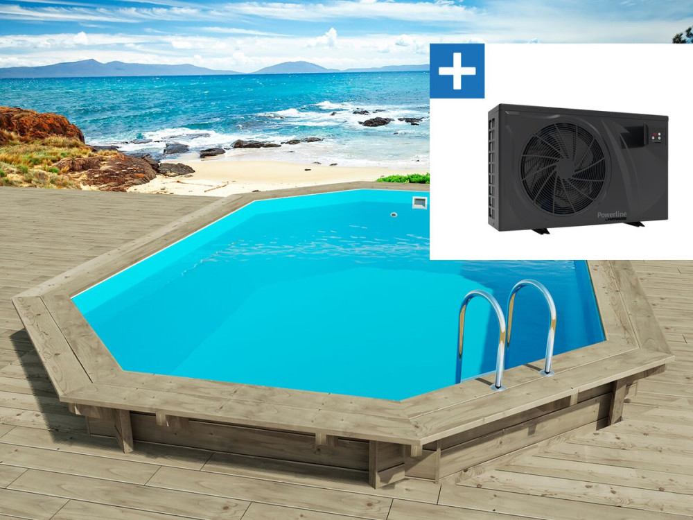 Piscina de madeira “Florida 130” - 6,57 x 4,57 x 1,31 m + Bomba de calor - Potência 6,1 kW
