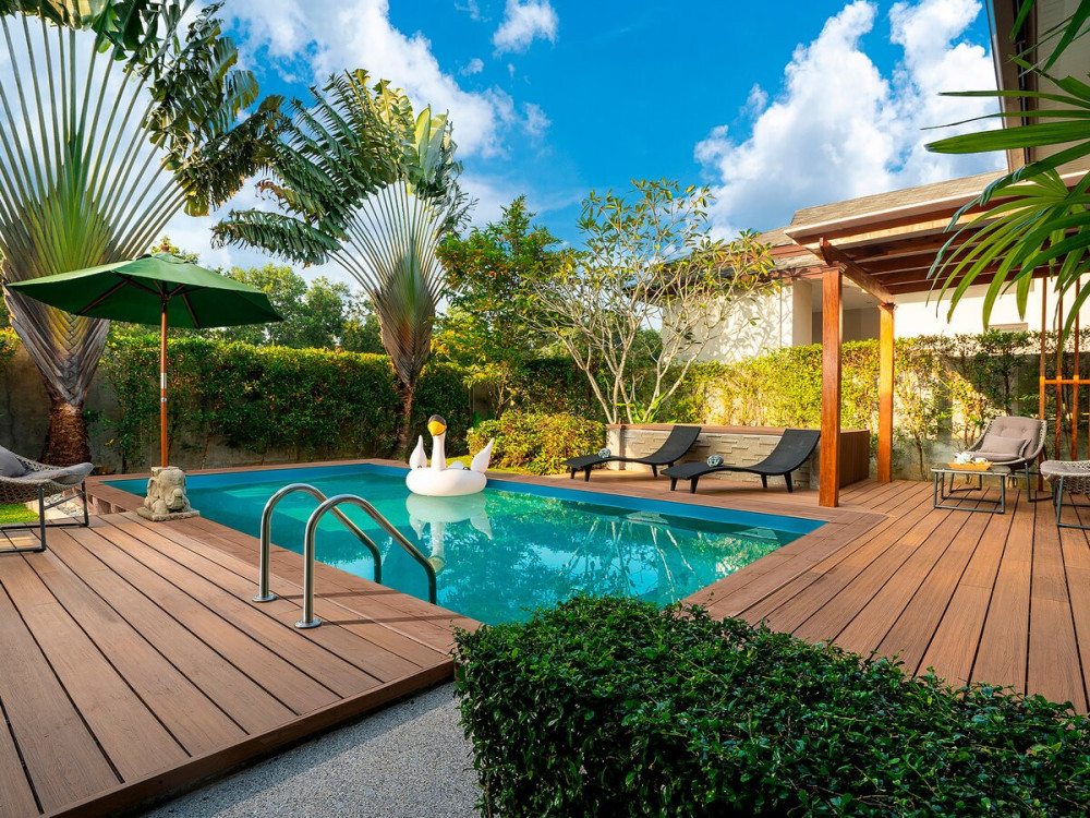 Piscina retangular de madeira "Panama 130" - 6,20 x 4,10 x 1,31 m + Bomba de calor - Potência 6,1 kW