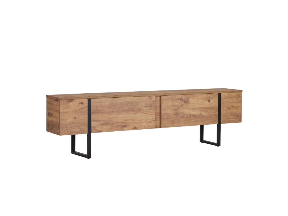 Suporte de TV em madeira "Onera" - 180 x 30 x 50 cm - Pinho Atlântico / Preto
