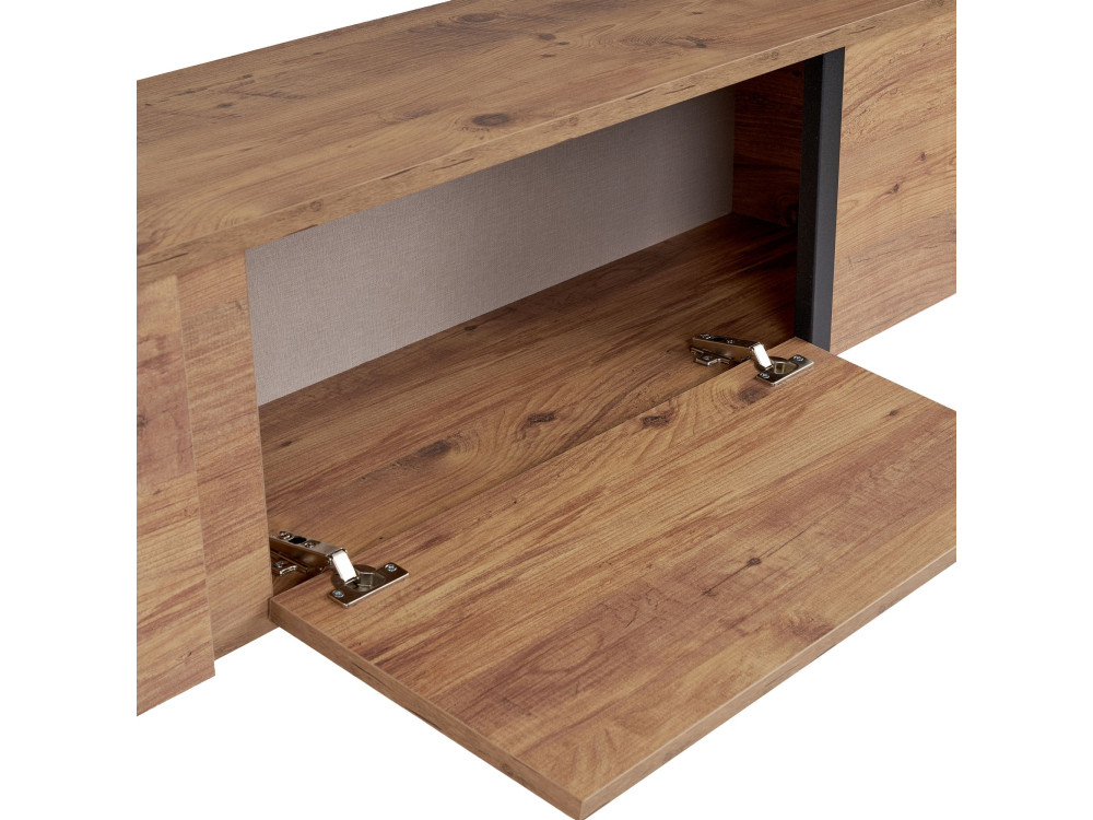 Suporte de TV em madeira "Onera" - 180 x 30 x 50 cm - Pinho Atlântico / Preto