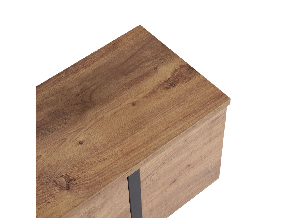 Suporte de TV em madeira "Onera" - 180 x 30 x 50 cm - Pinho Atlântico / Preto