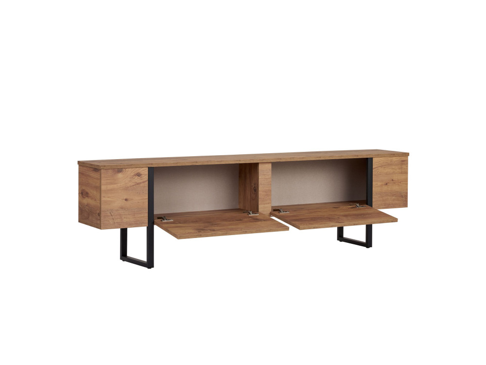 Suporte de TV em madeira "Onera" - 180 x 30 x 50 cm - Pinho Atlântico / Preto