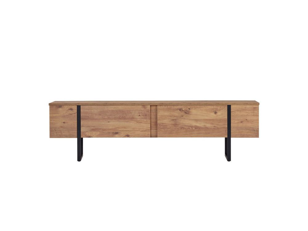 Suporte de TV em madeira "Onera" - 180 x 30 x 50 cm - Pinho Atlântico / Preto