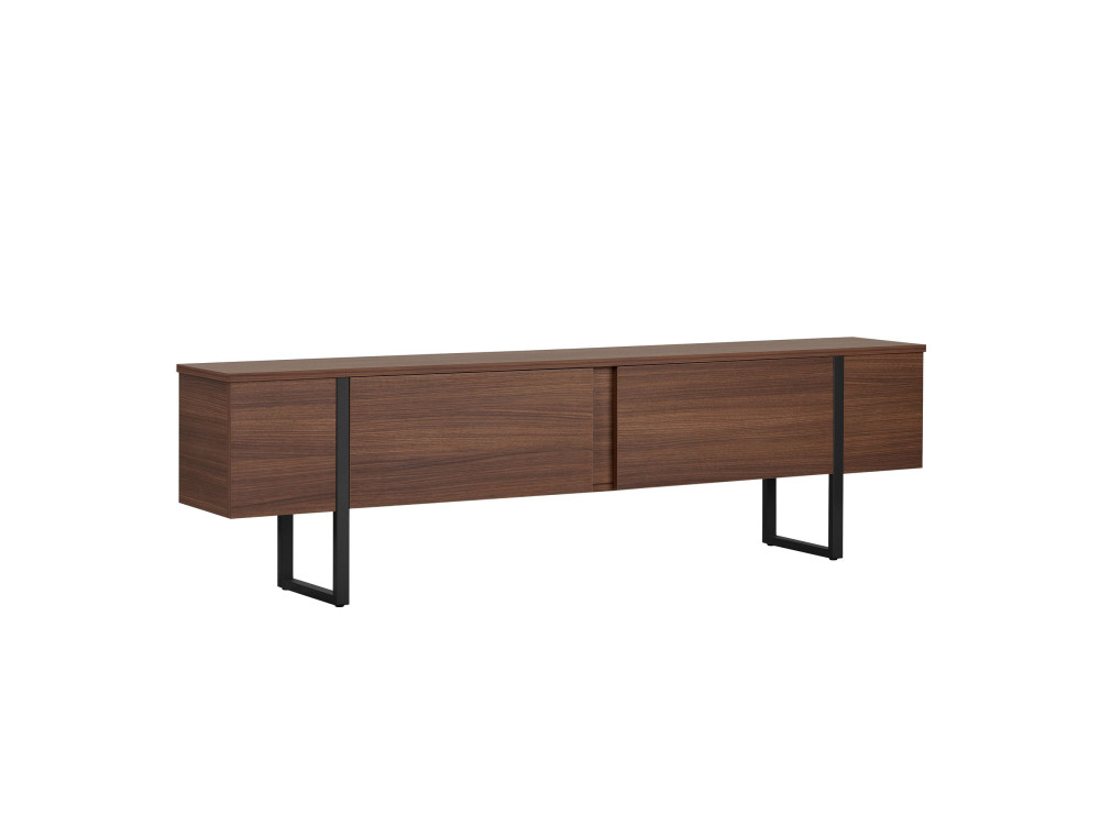 Suporte de TV em madeira "Onera" - 180 x 30 x 50 cm - Nogueira / Preto