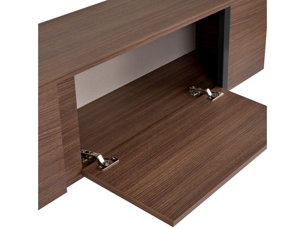 Suporte de TV em madeira "Onera" - 180 x 30 x 50 cm - Nogueira / Preto
