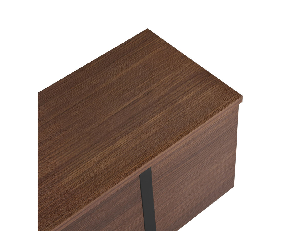 Suporte de TV em madeira "Onera" - 180 x 30 x 50 cm - Nogueira / Preto