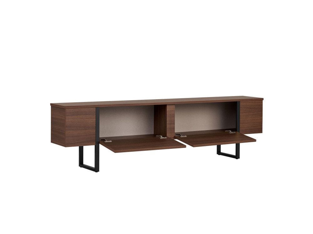 Suporte de TV em madeira "Onera" - 180 x 30 x 50 cm - Nogueira / Preto