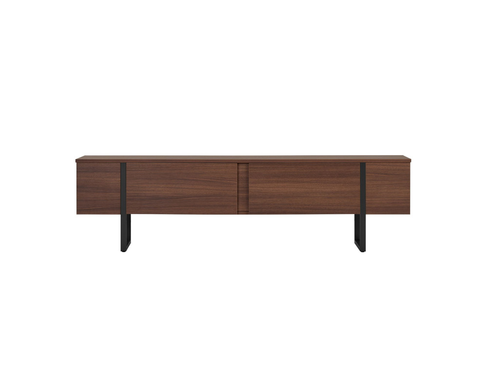 Suporte de TV em madeira "Onera" - 180 x 30 x 50 cm - Nogueira / Preto