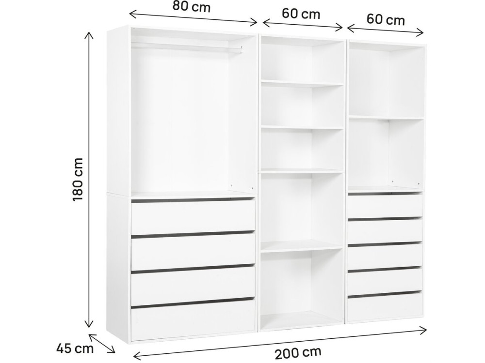 Conjunto de toucador modular "Opera" - 3 unidades - Branco