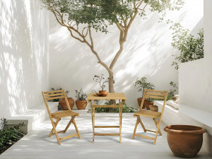 Ensemble table et chaises de jardin "Aldo" en bois - 2 places - Marron 2