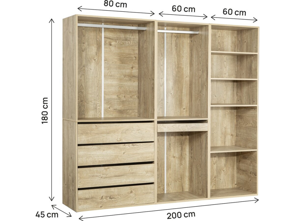 Conjunto de roupeiro modular "Opéra" - 3 unidades - Bege